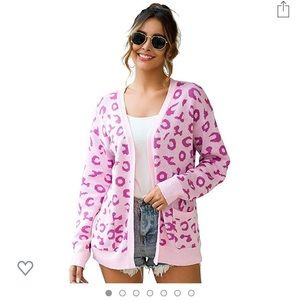Pink Leopard Print Cardigan